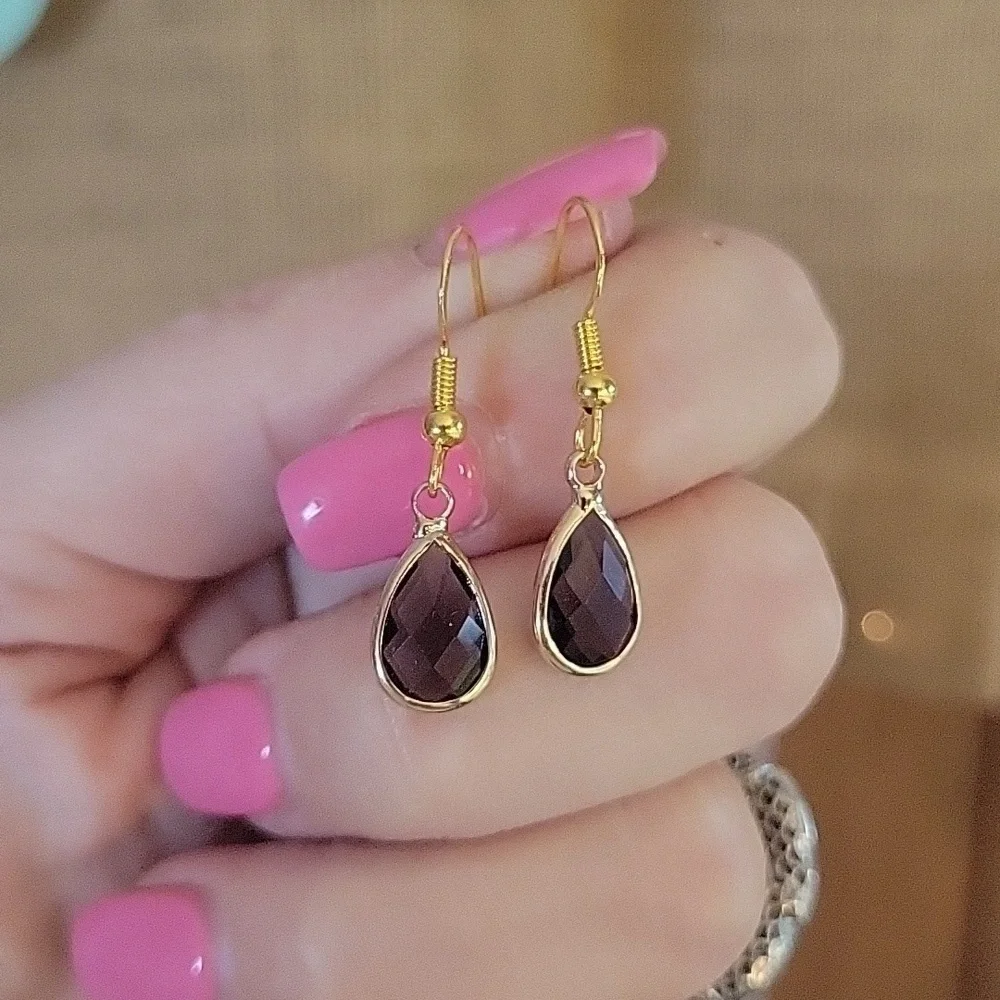 Dainty Grape Glass Drop Earrings